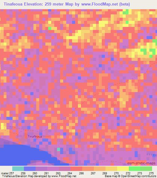 Tinafeoua,Mali Elevation Map