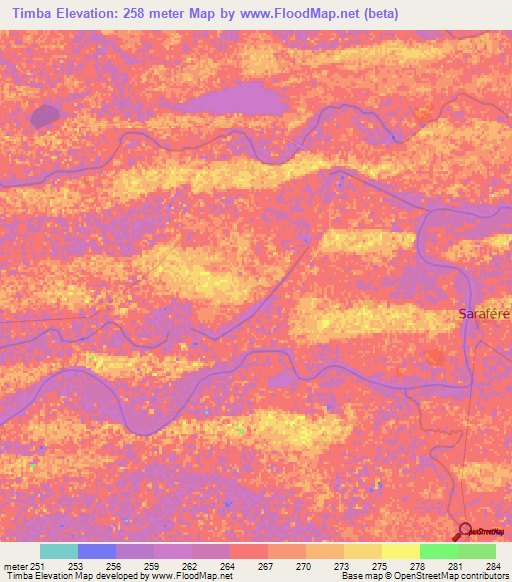 Timba,Mali Elevation Map