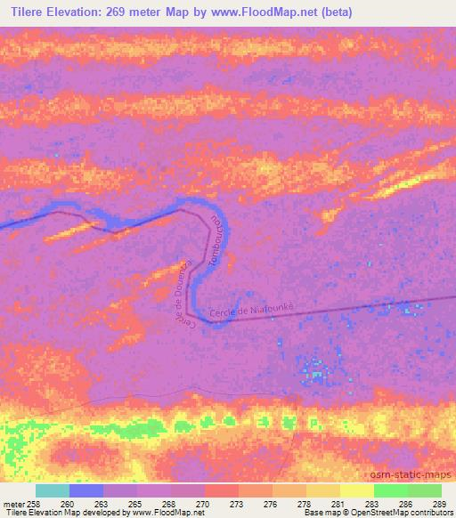 Tilere,Mali Elevation Map