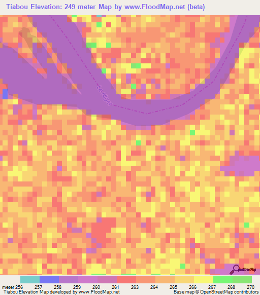 Tiabou,Mali Elevation Map