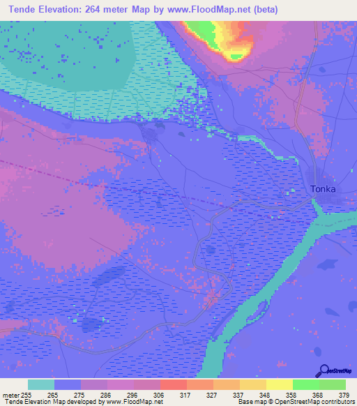 Tende,Mali Elevation Map