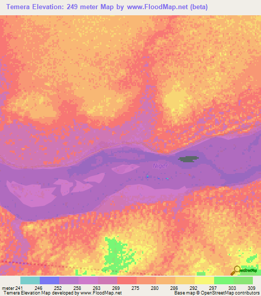 Temera,Mali Elevation Map