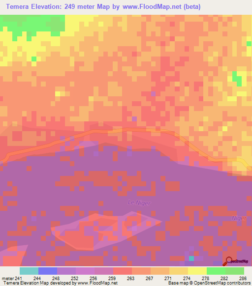 Temera,Mali Elevation Map