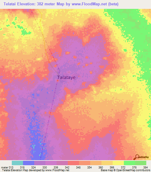 Telatai,Mali Elevation Map