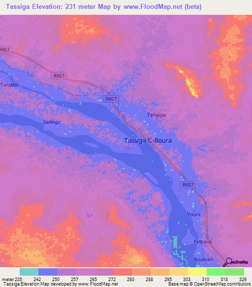 Tassiga,Mali Elevation Map