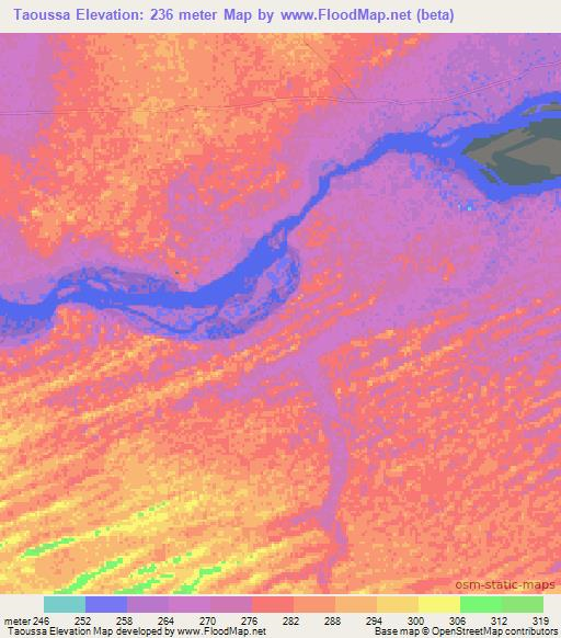 Taoussa,Mali Elevation Map
