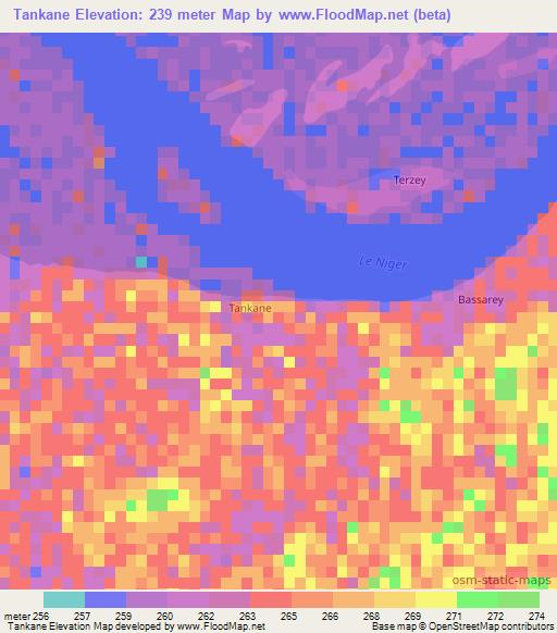 Tankane,Mali Elevation Map