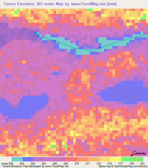 Tanere,Mali Elevation Map