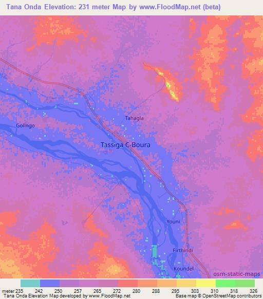 Tana Onda,Mali Elevation Map