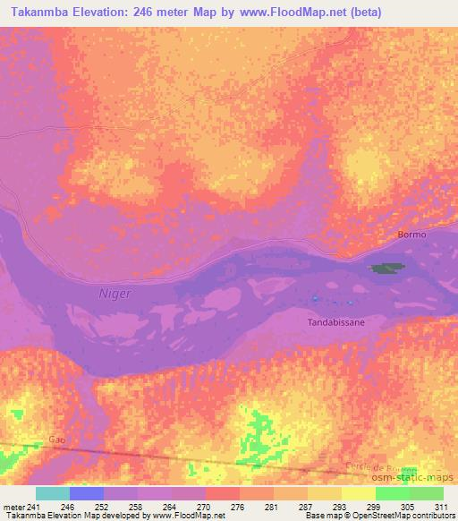 Takanmba,Mali Elevation Map