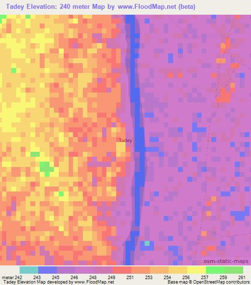 Tadey,Mali Elevation Map