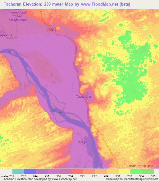 Tacharan,Mali Elevation Map