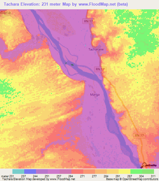 Tachara,Mali Elevation Map