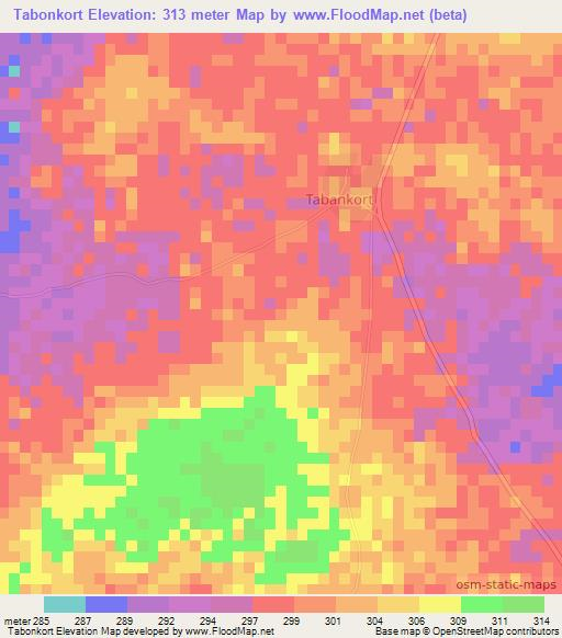 Tabonkort,Mali Elevation Map