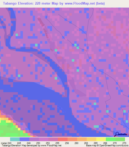Tabango,Mali Elevation Map