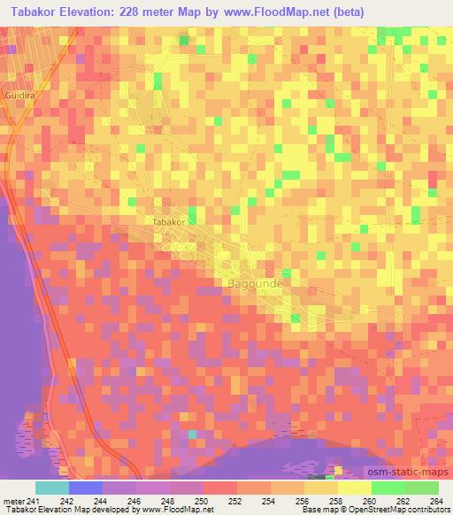 Tabakor,Mali Elevation Map
