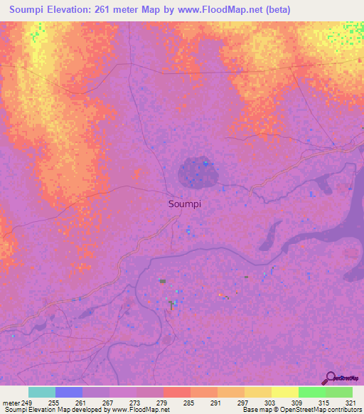 Soumpi,Mali Elevation Map