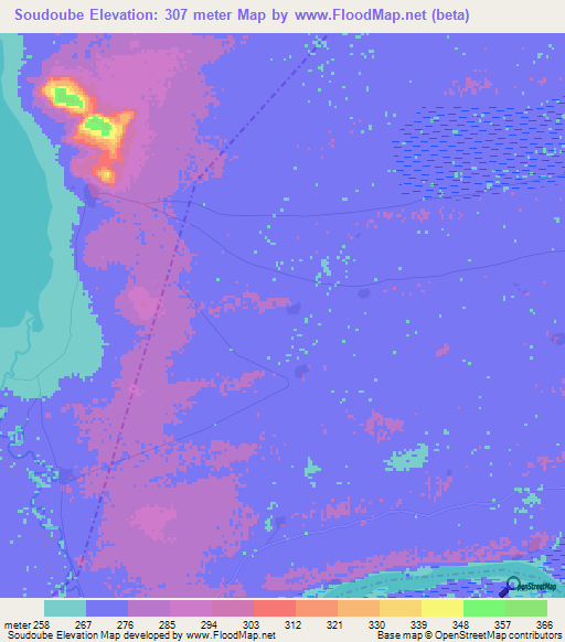 Soudoube,Mali Elevation Map