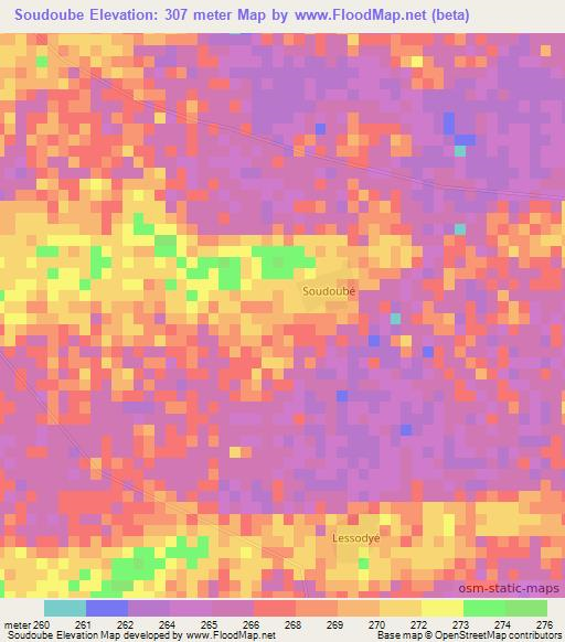 Soudoube,Mali Elevation Map