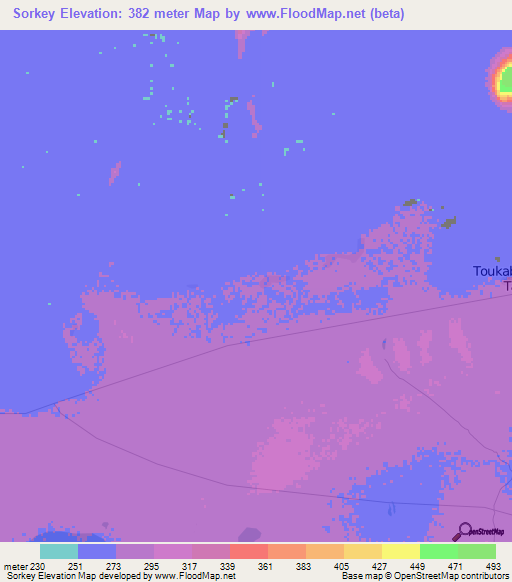 Sorkey,Mali Elevation Map