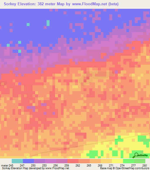 Sorkey,Mali Elevation Map