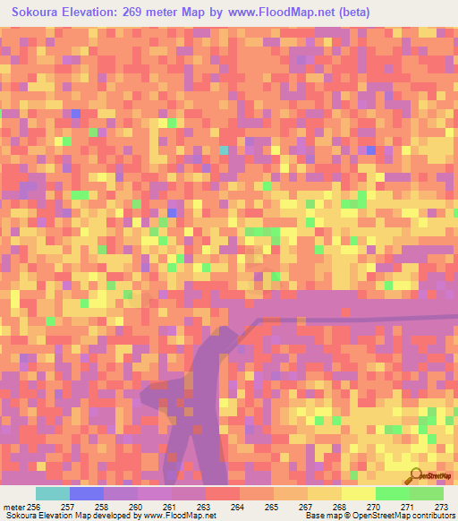 Sokoura,Mali Elevation Map