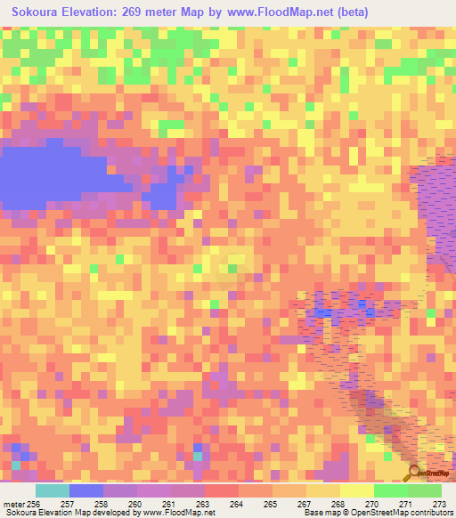 Sokoura,Mali Elevation Map