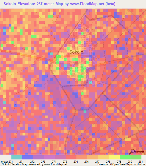 Sokolo,Mali Elevation Map