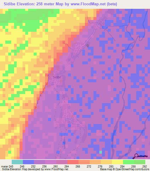 Sidibe,Mali Elevation Map