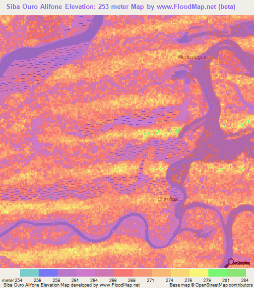 Siba Ouro Alifone,Mali Elevation Map