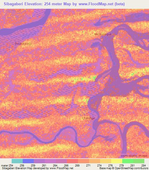 Sibagaberi,Mali Elevation Map