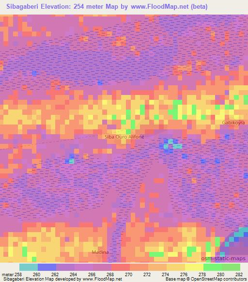 Sibagaberi,Mali Elevation Map