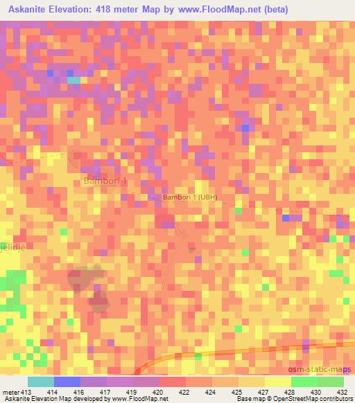 Askanite,Chad Elevation Map