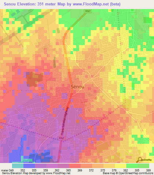 Senou,Mali Elevation Map