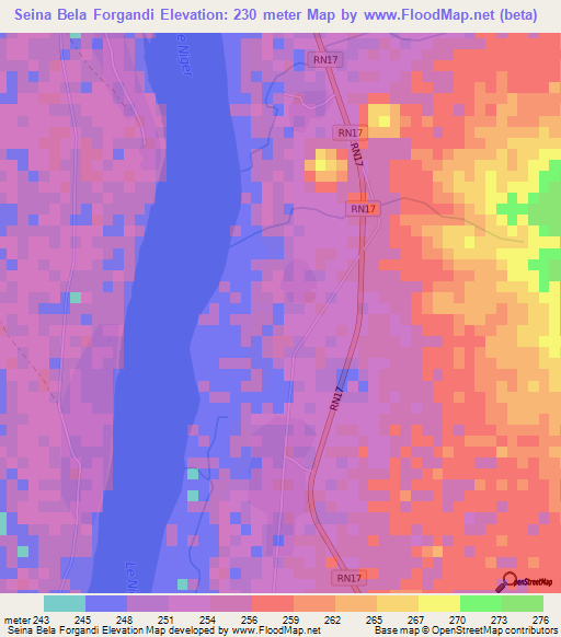 Seina Bela Forgandi,Mali Elevation Map