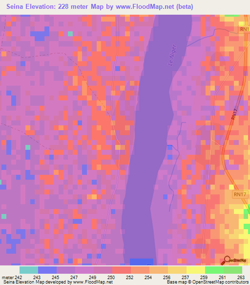 Seina,Mali Elevation Map