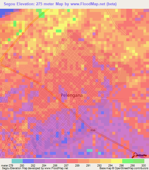 Segou,Mali Elevation Map