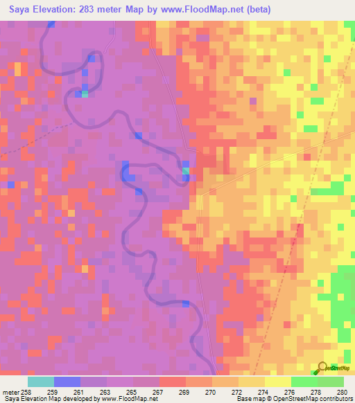 Saya,Mali Elevation Map