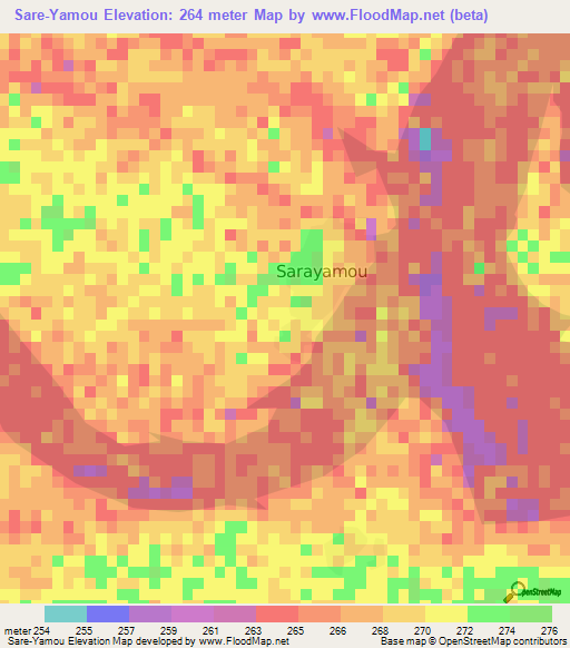 Sare-Yamou,Mali Elevation Map