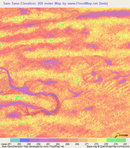Sare Sana,Mali Elevation Map