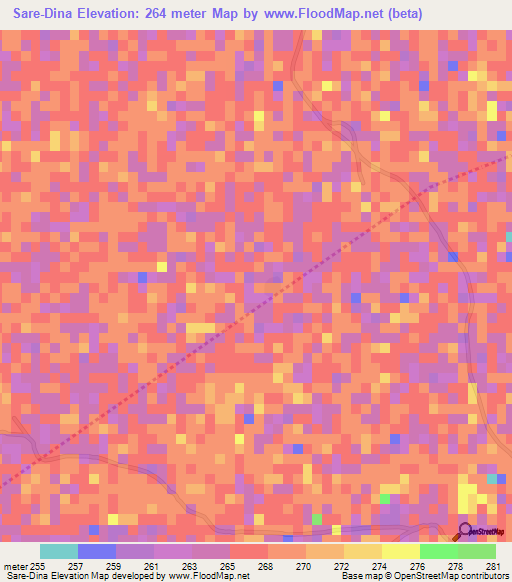 Sare-Dina,Mali Elevation Map