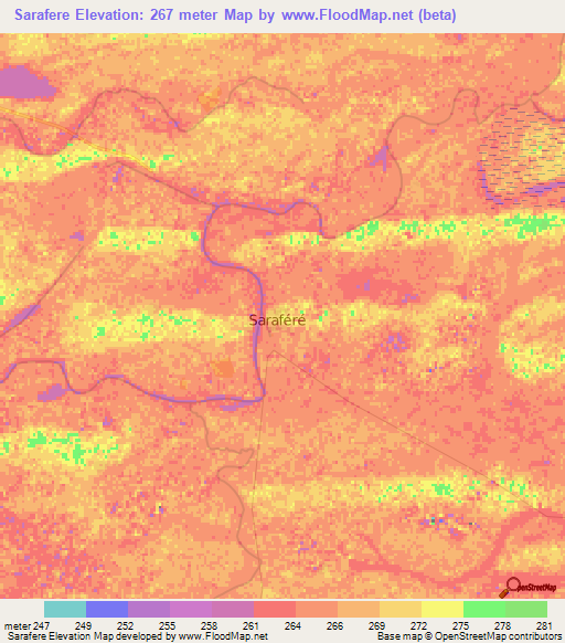 Sarafere,Mali Elevation Map