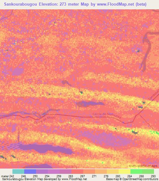 Sankourabougou,Mali Elevation Map
