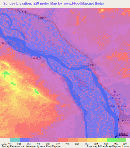 Sondey,Mali Elevation Map