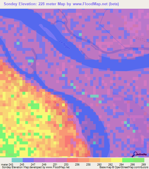 Sondey,Mali Elevation Map