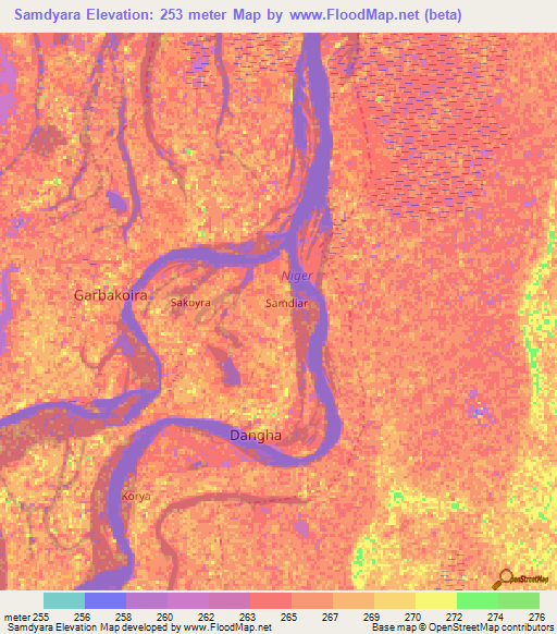 Samdyara,Mali Elevation Map