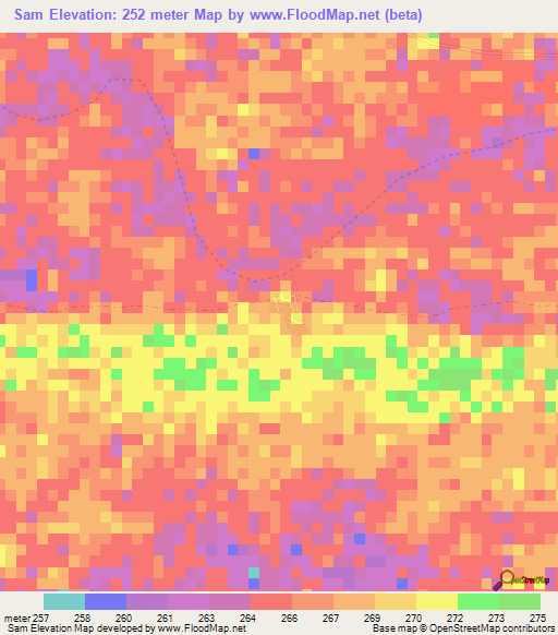 Sam,Mali Elevation Map