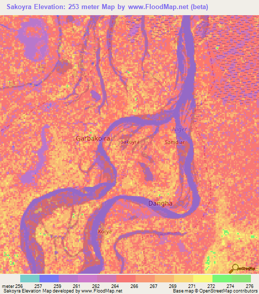 Sakoyra,Mali Elevation Map