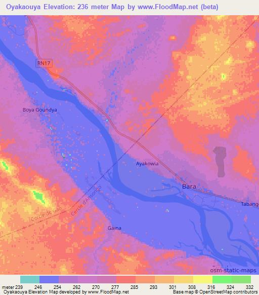 Oyakaouya,Mali Elevation Map