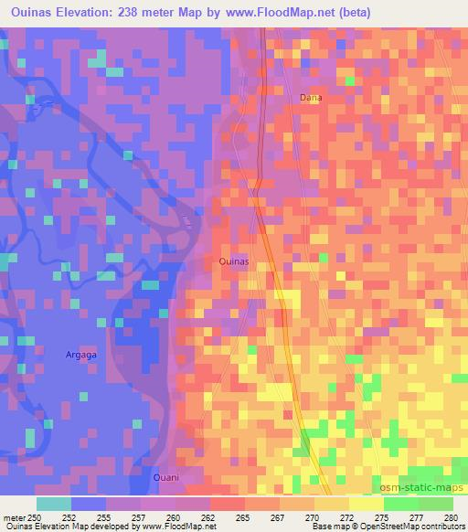 Ouinas,Mali Elevation Map